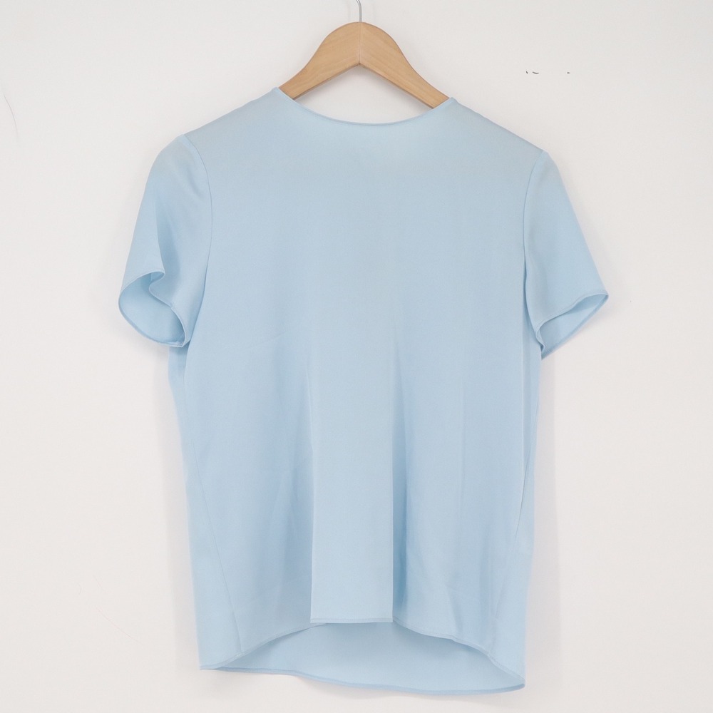 LilySilk Top Womens XS Light Blue Mulberry Silk Stretch New